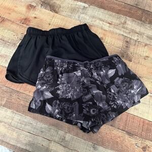 Nike | Bundle Black Floral Dri-Fit Drawstring Lined Pockets Running Shorts Sz M